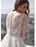 Beaded Ivory Lace Tulle High Slit Luxury Wedding Dress
